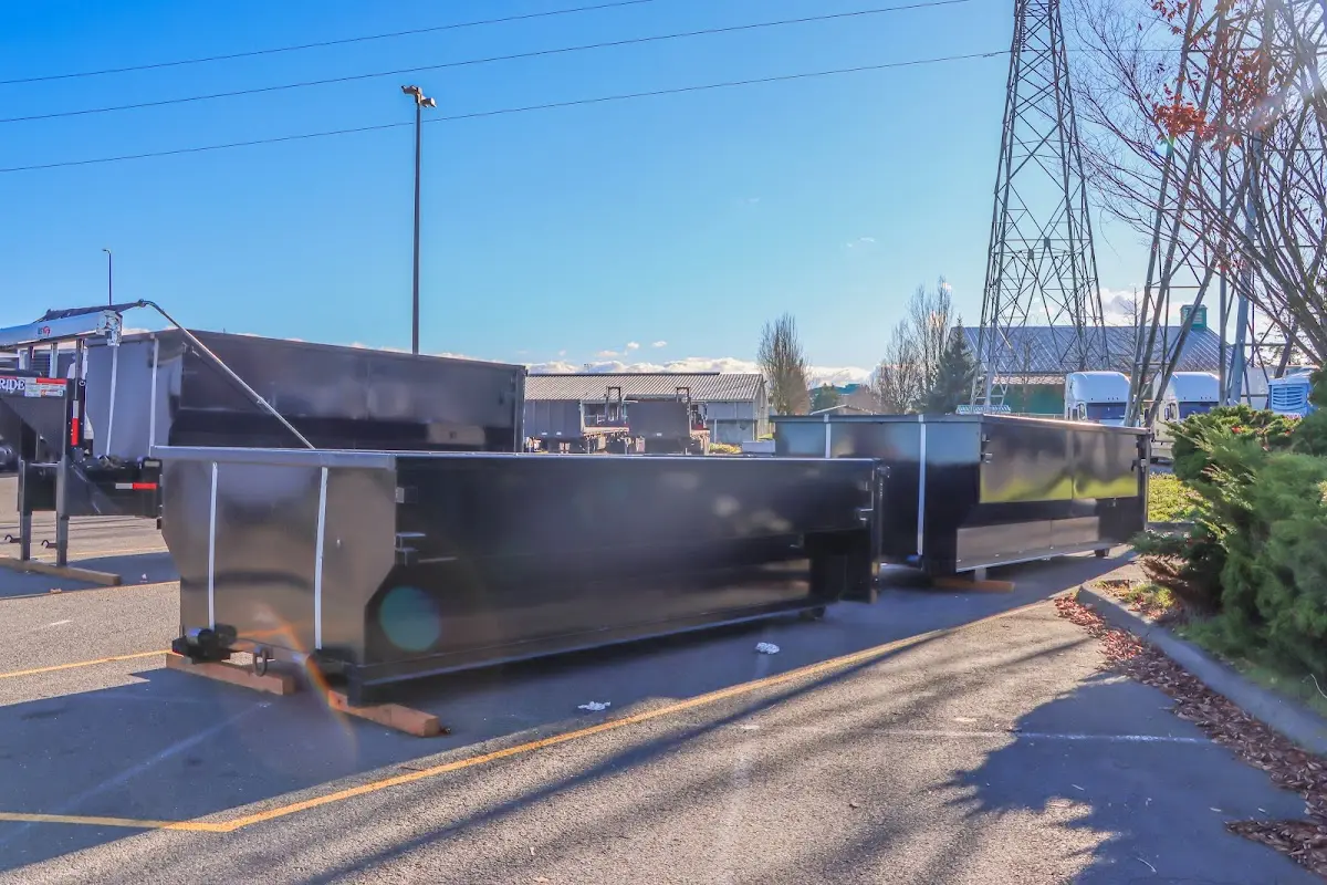 Roll-off dumpster ready for waste disposal at job site for 2 Yard Dumpster Rental in Holdrege